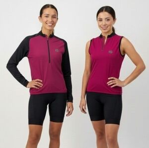 Pearl Izumi 2 Pc Lot Cycling Biking 3/4 Zip Tank & 1/4 Zip Pullover Pink Sz S